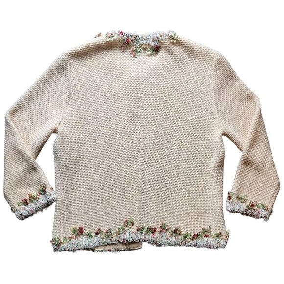 Carolina Herrera Jacket Large Tweed Pattern Jacket Flowers Virgin Wool - Picture 7 of 9